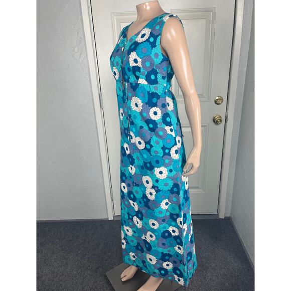 Vintage 60s 70's Eleu Hawaii Women's Dress Hawaiian Floral Retro Maxi Cotton YY4 - Picture 3 of 7